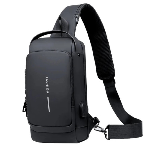 کیف کراسبادی مردانه مدل فشن با پورت USB، ضد آب و قفل رمزدار – نمای جلو
