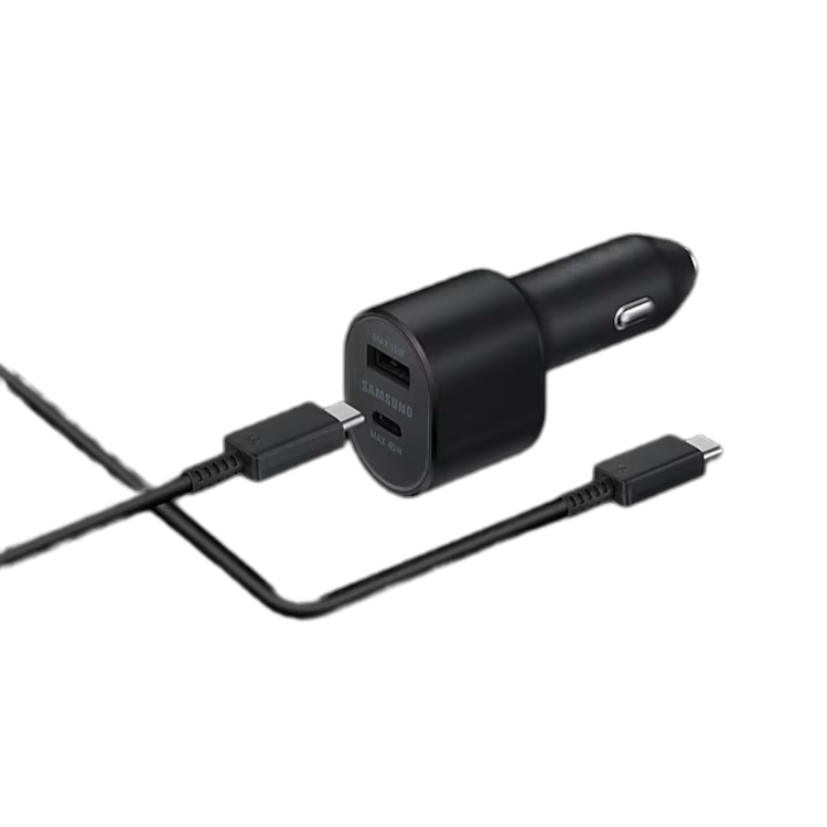شارژر فندکی سامسونگ سوپر فست دو پورت ۴۵+۱۵ وات با کابل دوسر تایپ سی