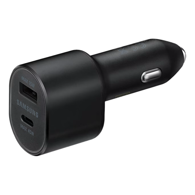 پورت USB‑C و USB‑A روی یک شارژر فندکی سامسونگ