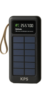 پاوربانک خورشیدی ۲۰ هزار میلیآمپر KPS مدل 202x با پنل سولار روشن زیر نور آفتاب