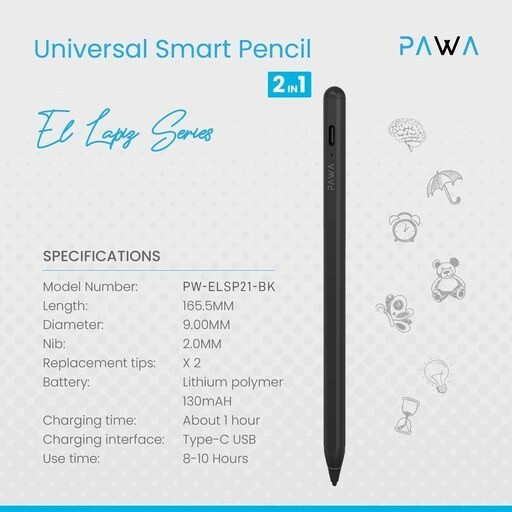 نمای نزدیک پورت شارژ Type-C و نوک تعویضی قلم پاوا