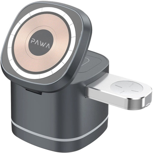 نمای جانبی شارژر سهکاره پاوا با چراغ LED وضعیت شارژ