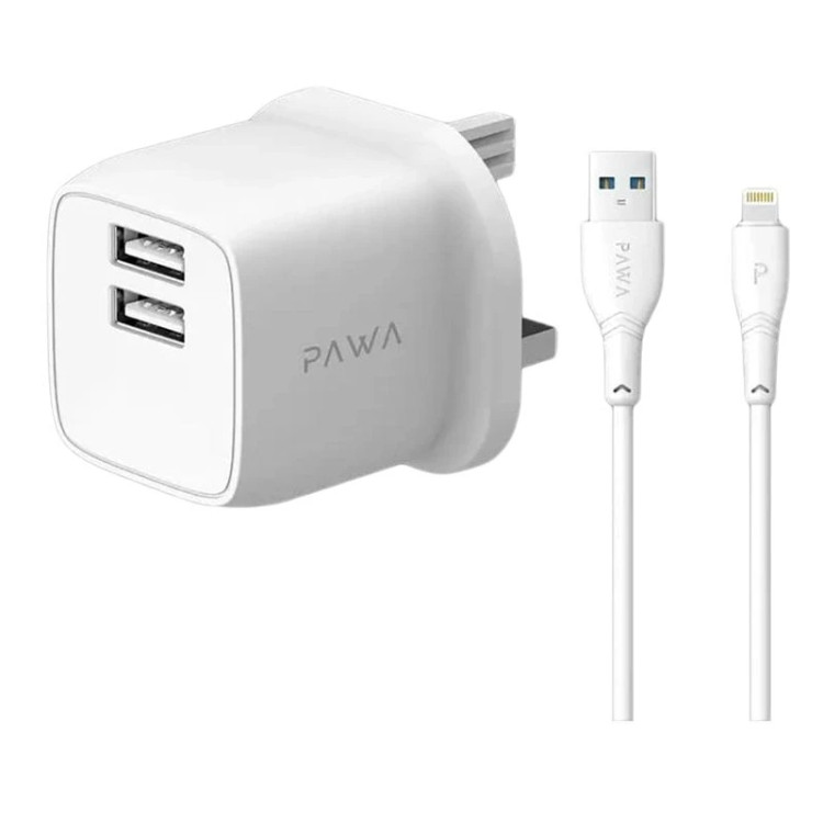 کلگی شارژر ۱۲ وات پاوا همراه با کابل رنگ سفید