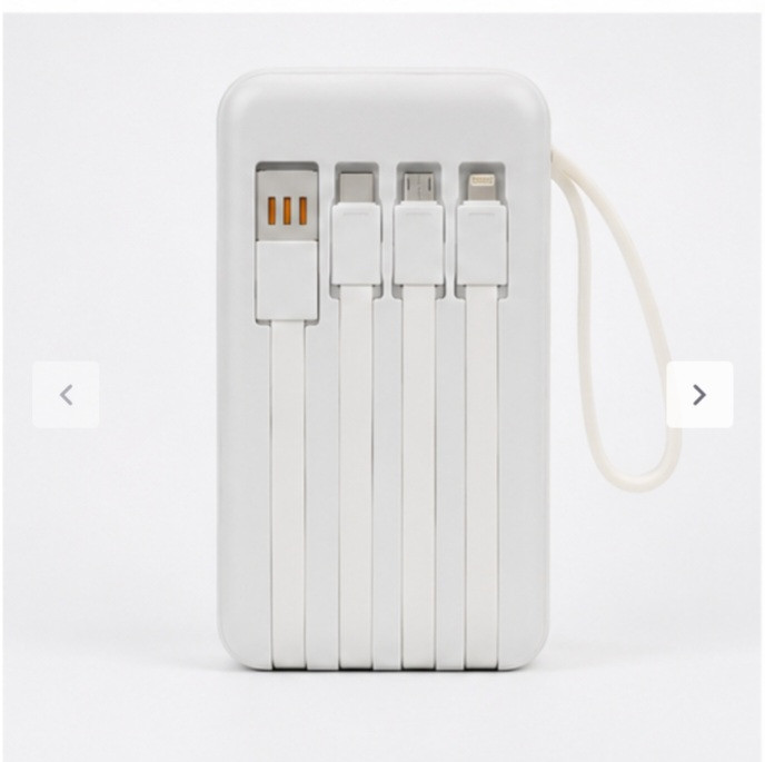پاوربانک ۲۰۰۰۰ میلی آمپر مینی با ۴ کابل همراه فست شارژ برند TurboCell مدل D563